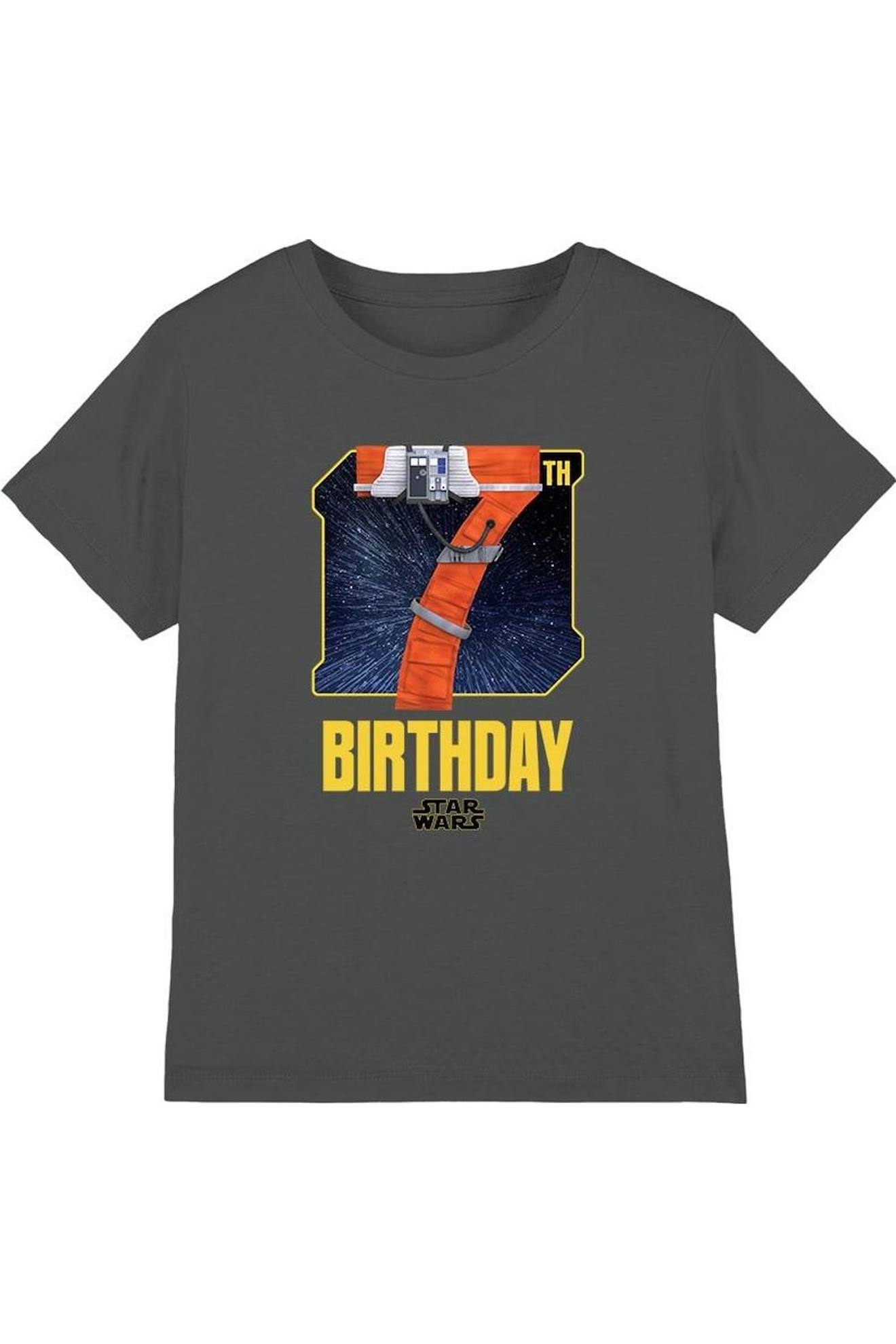 T-shirt 7ème Anniversaire Motif Pilote D'aile-x Style Espace Coton Star Wars Charbon