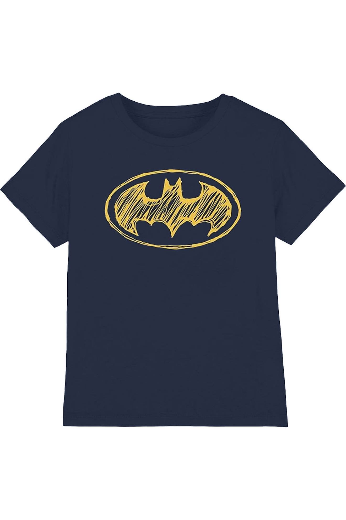 T-shirt Motif Logo Rayé Coton Batman Bleu Marine
