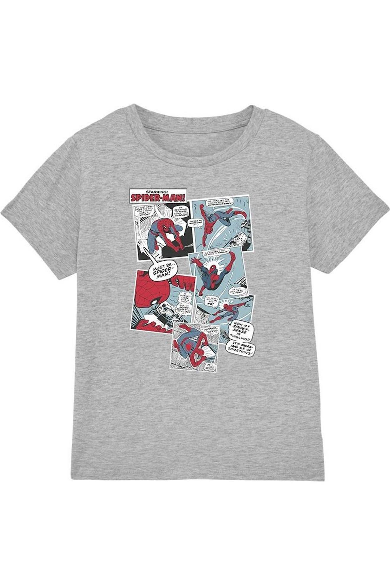 T-shirt Motif Collage De Panneaux Coton Gris Chiné