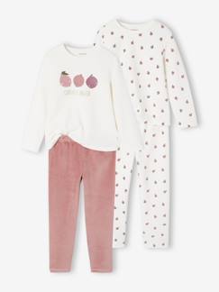 -Lot de 2 pyjamas fille velours fruits 