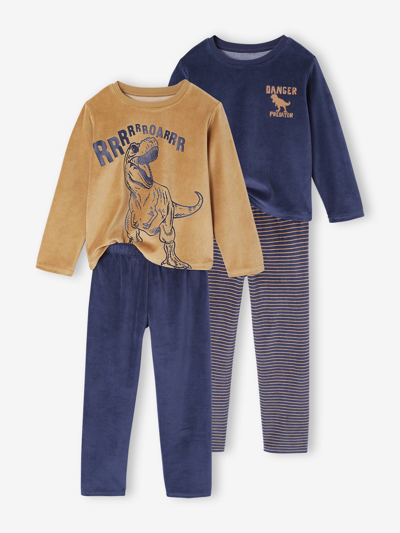 Lot de 2 pyjamas garon velours Dino caramel 19 €