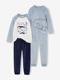Lot 2 pyjamas garçon velours animaux polaires   - vertbaudet enfant