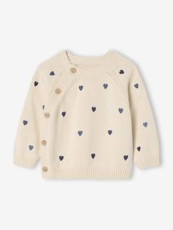 -Pull naissance avec petits c½urs brodés