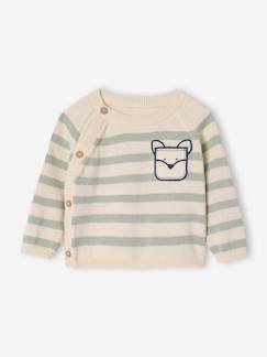 Pull rayé naissance en tricot avec poche fantaisie  - vertbaudet enfant