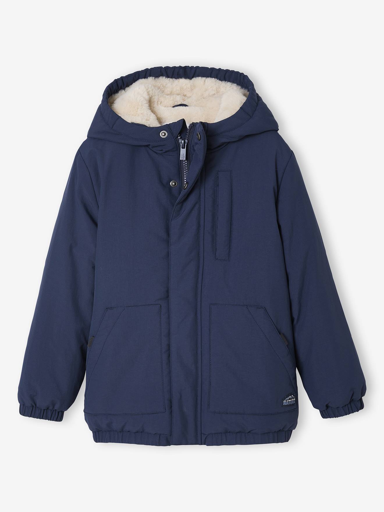 Parka à capuche doublure sherpa garçon marine