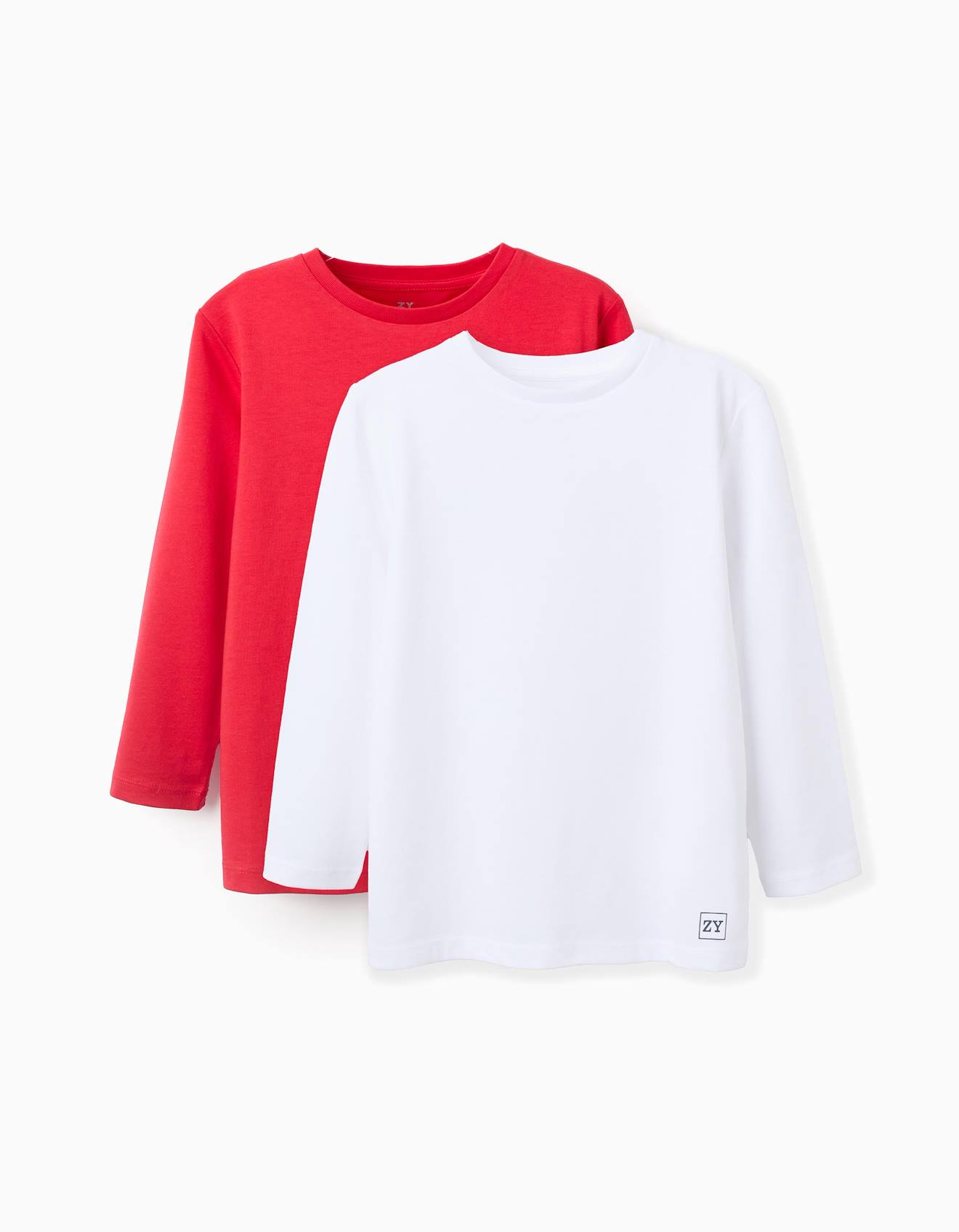Lot De 2 T-shirts En Coton À Manches Longues Rouge