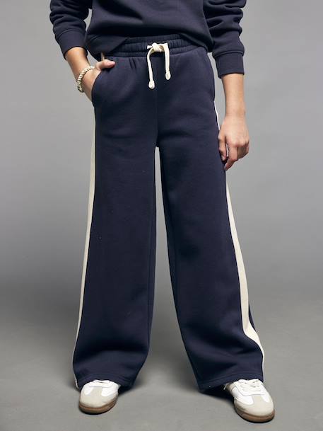 Fille-Pantalon-Pantalon jogging jambes larges fille bandes côtés