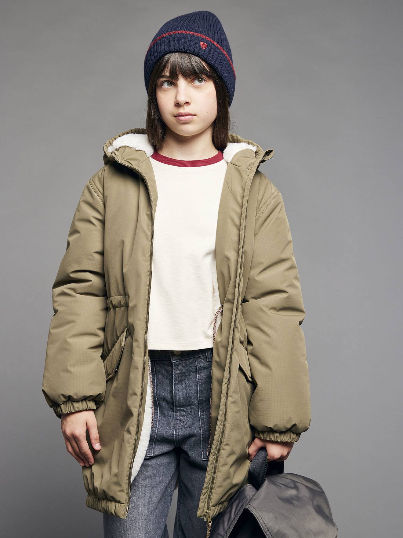 Parka fille à capuche kaki