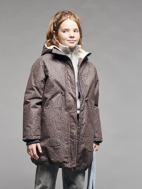 Parka fille léopard doublée sherpa  - vertbaudet enfant