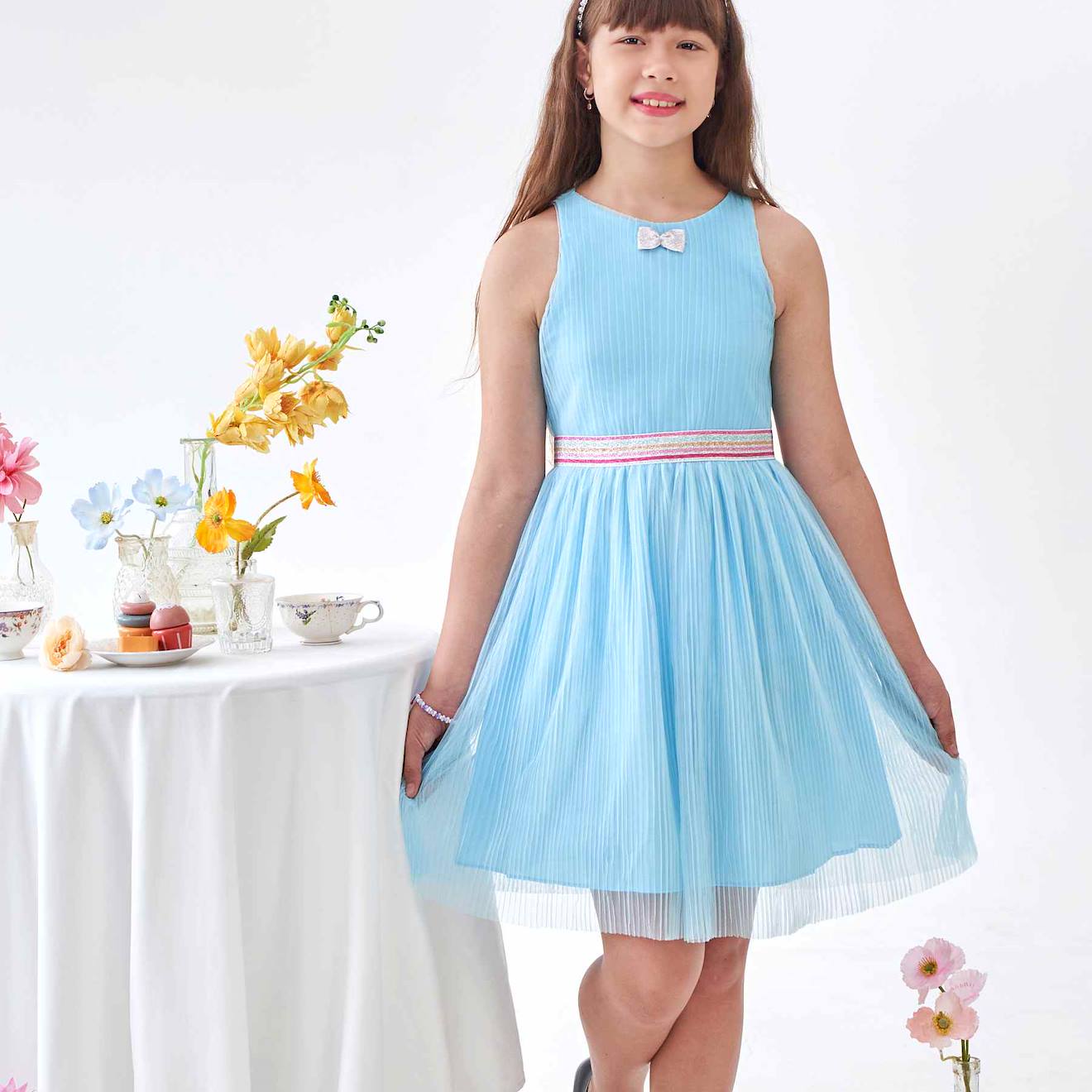 Robe Demoiselle D'honneur Voile Hepburn Bleu Ciel