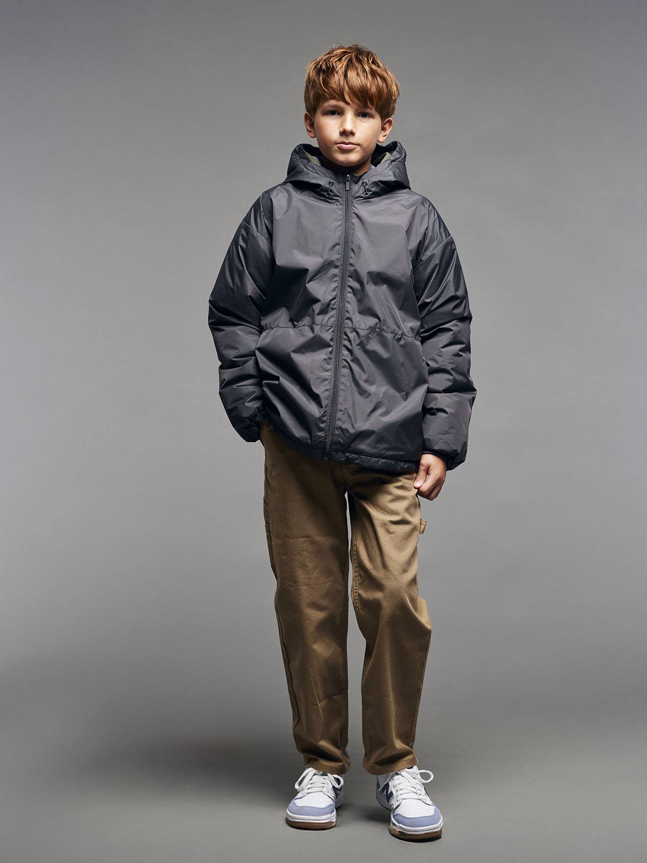 Coupe-vent garçon doublé sherpa anthracite