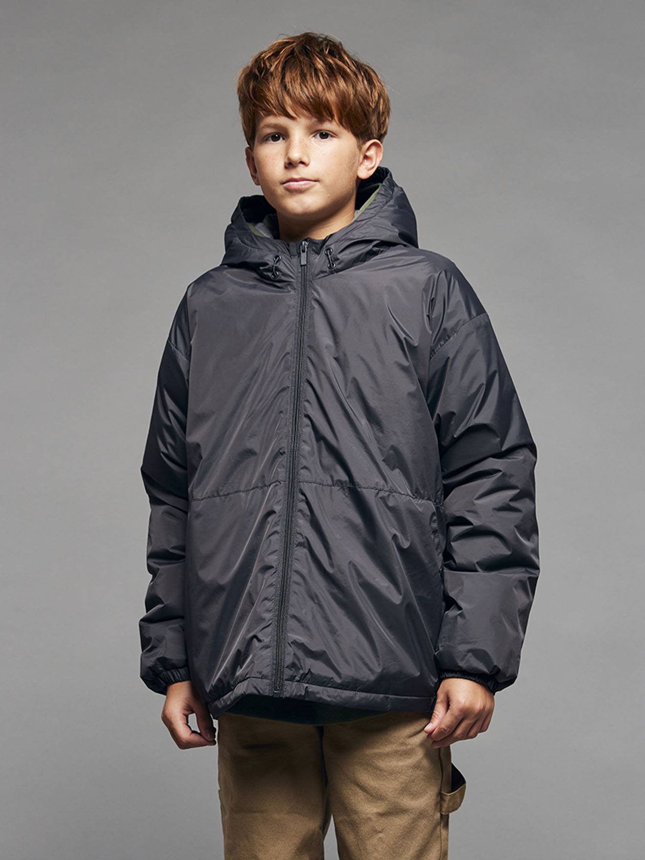 Coupe-vent garçon doublé sherpa anthracite
