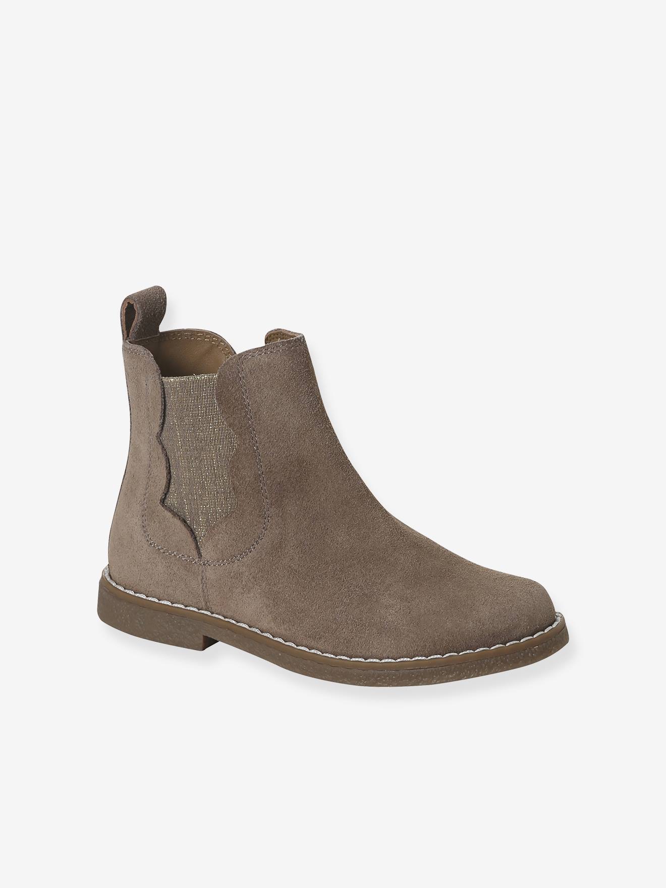 Boots enfant fille cuir dtails festons taupe 47 €