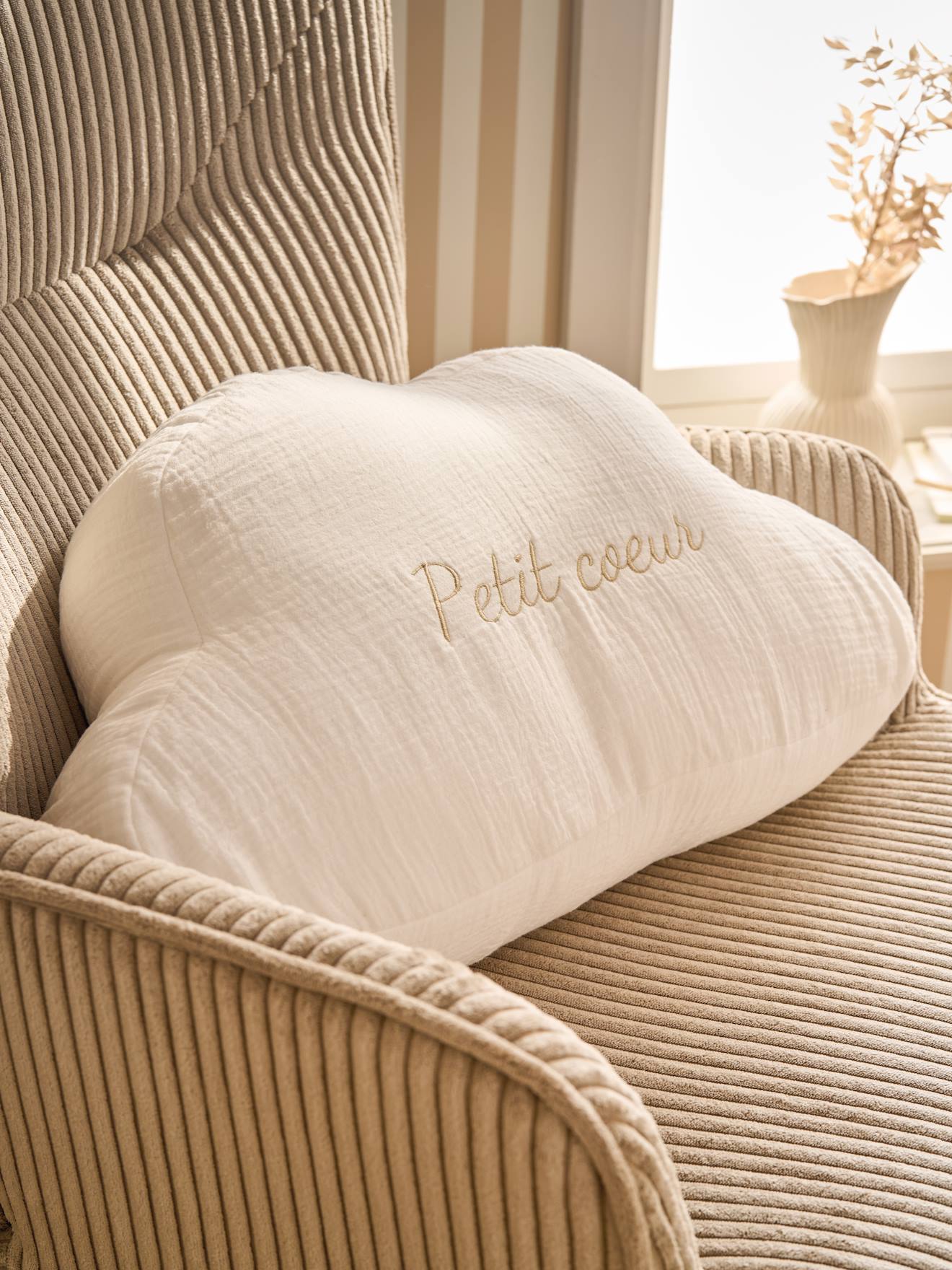 Coussin nuage en gaze de coton personnalisable écru