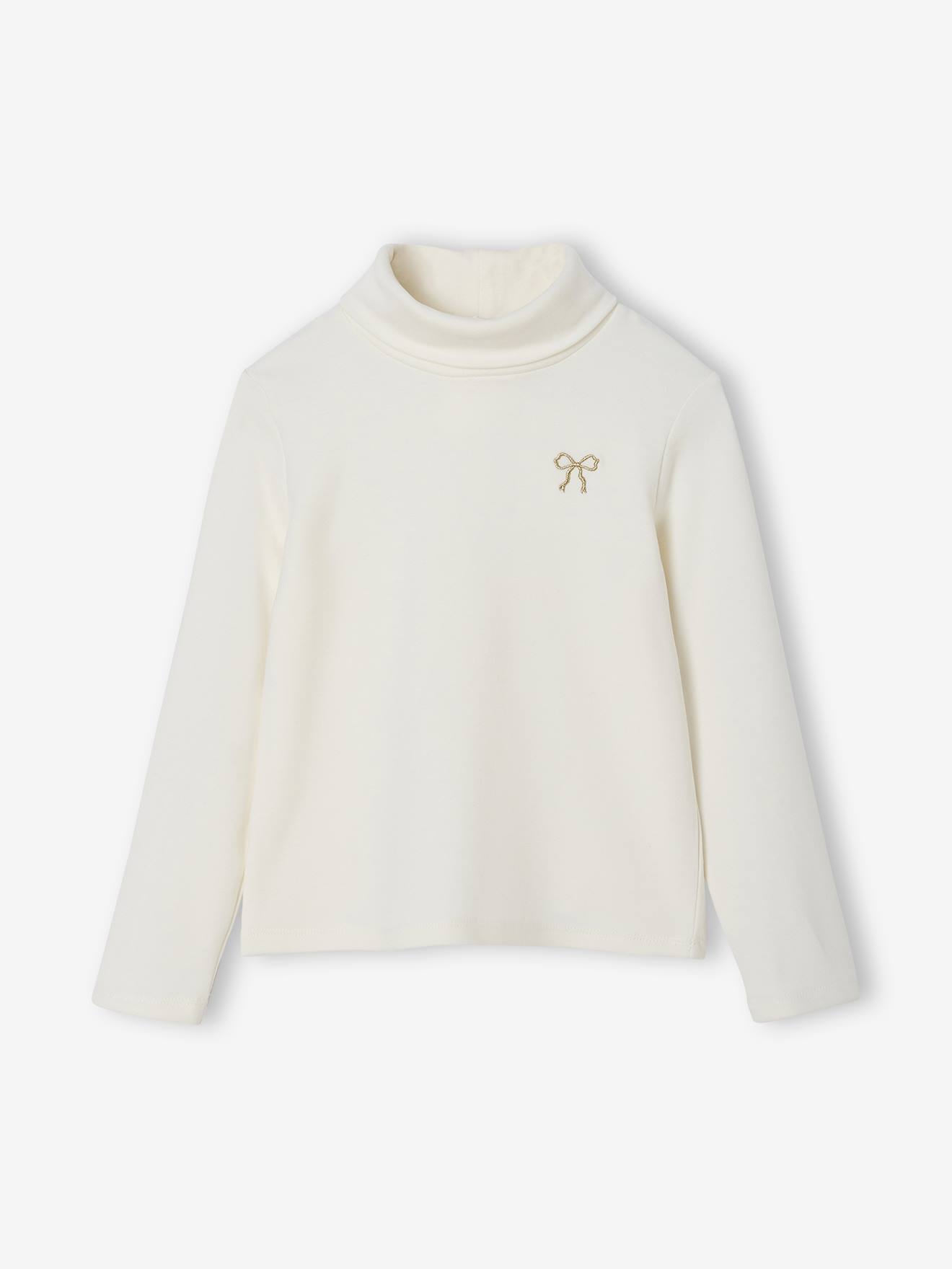 Sous-pull en maille polaire fille écru