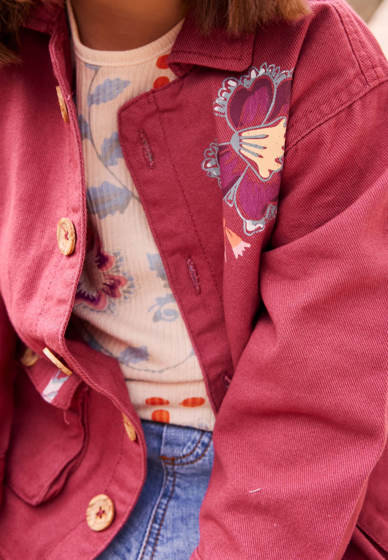 Veste en jean enfant jodhpur rose