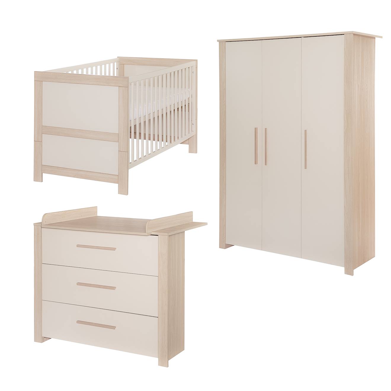 Chambre Bébé Évolutive Complète Avec Soft-close Momo Beige Cashmere - Chêne