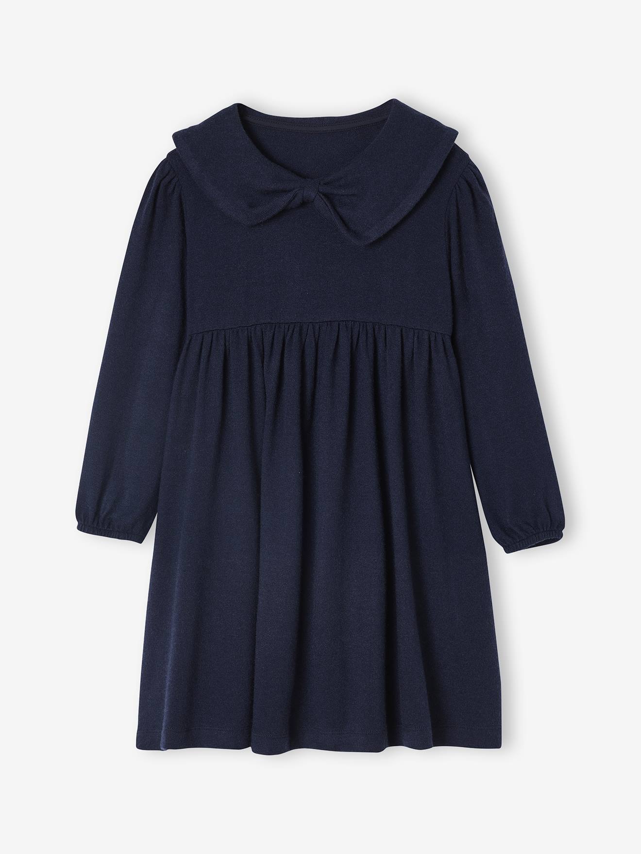 Robe col fantaisie en maille tricot fille marine 12 €