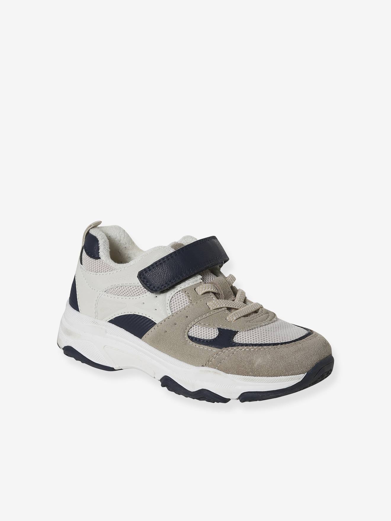 Baskets enfant garçon synthétique lacets élastiqués écru