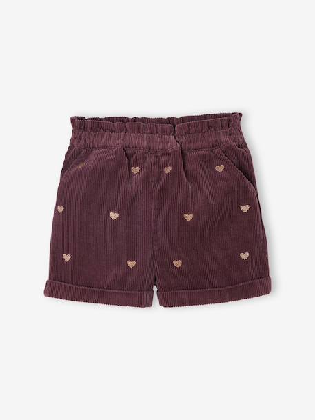 Fille-Short-Short en velours fille détail coeurs brillants brodés