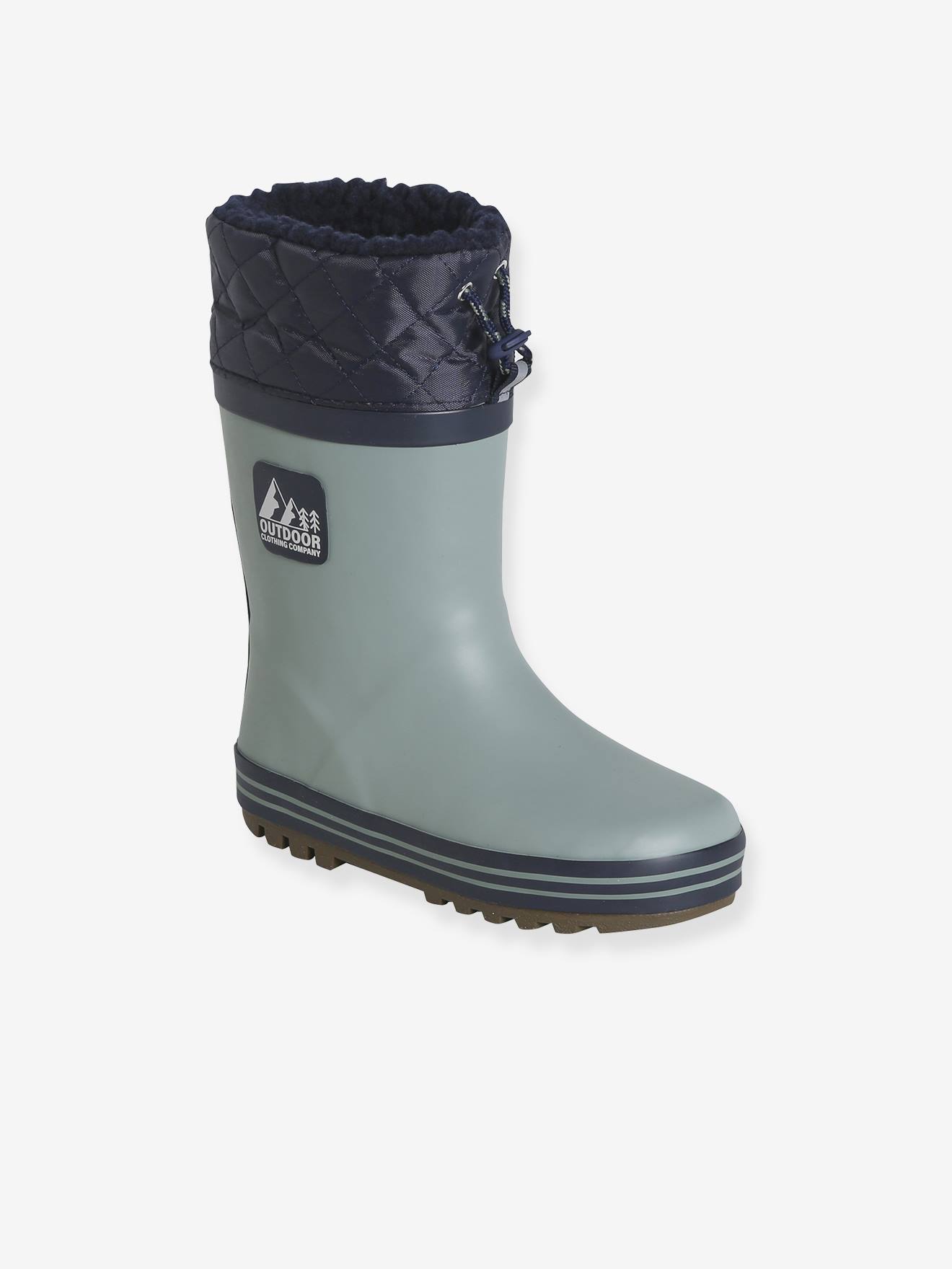 Bottes de pluie fourrées en caoutchouc enfant vert sauge