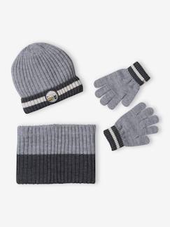 Ensemble garçon bonnet + snood + gants « Montagnes »  - vertbaudet enfant