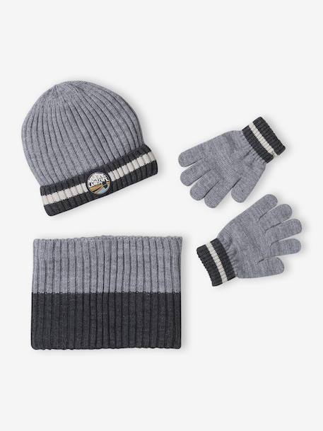 Ensemble garçon bonnet + snood + gants « Montagnes »  - vertbaudet enfant