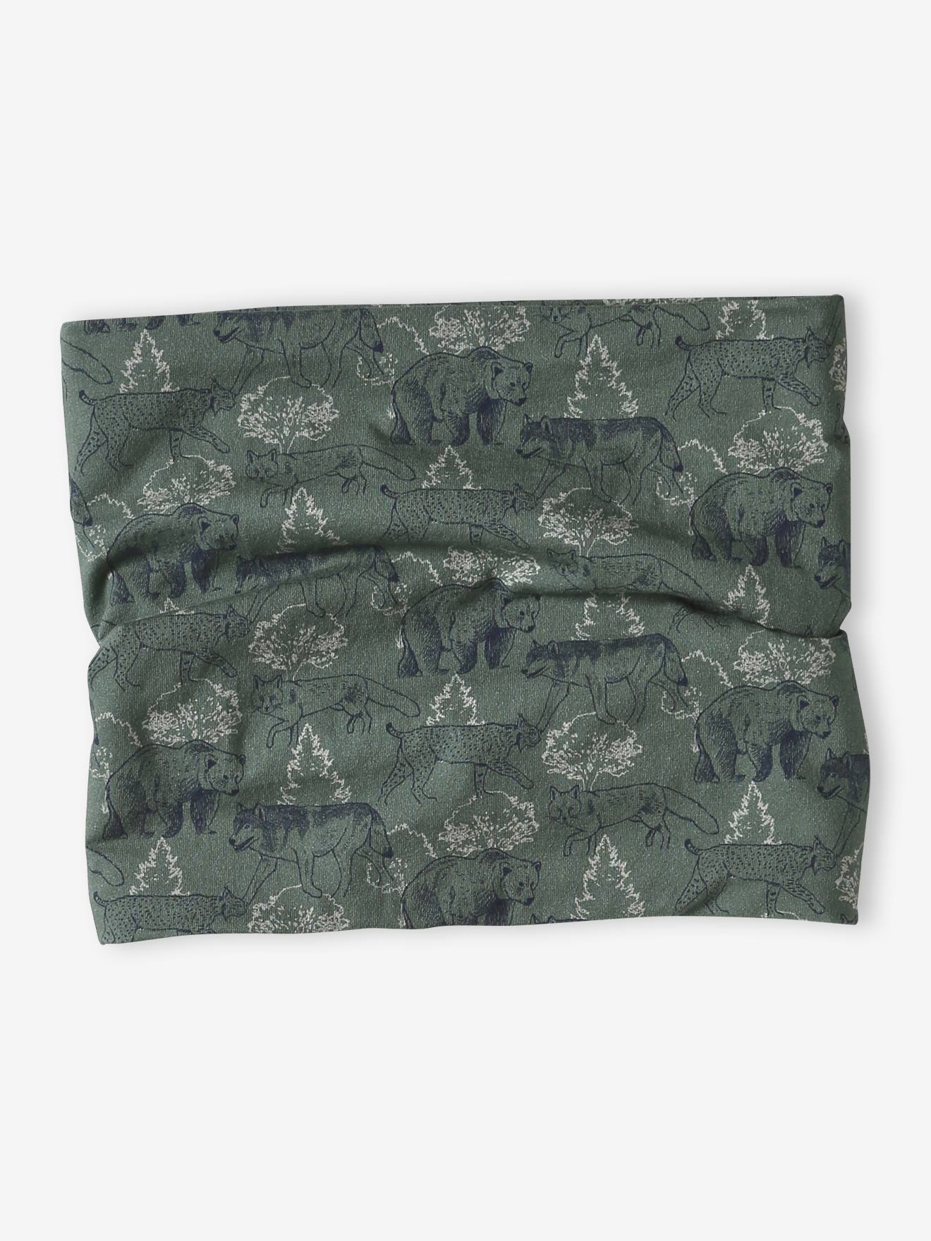 Snood garçon imprimé doublé sherpa vert sauge