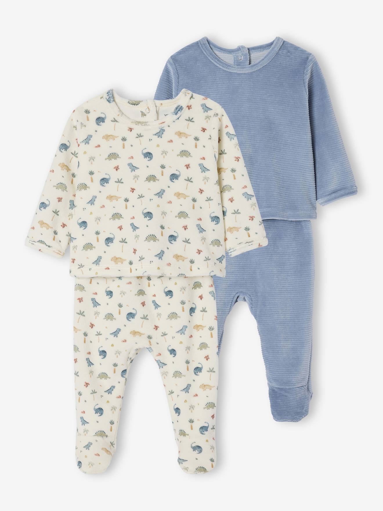 Lot de 2 pyjamas naissance 2 pices velours cru 30$