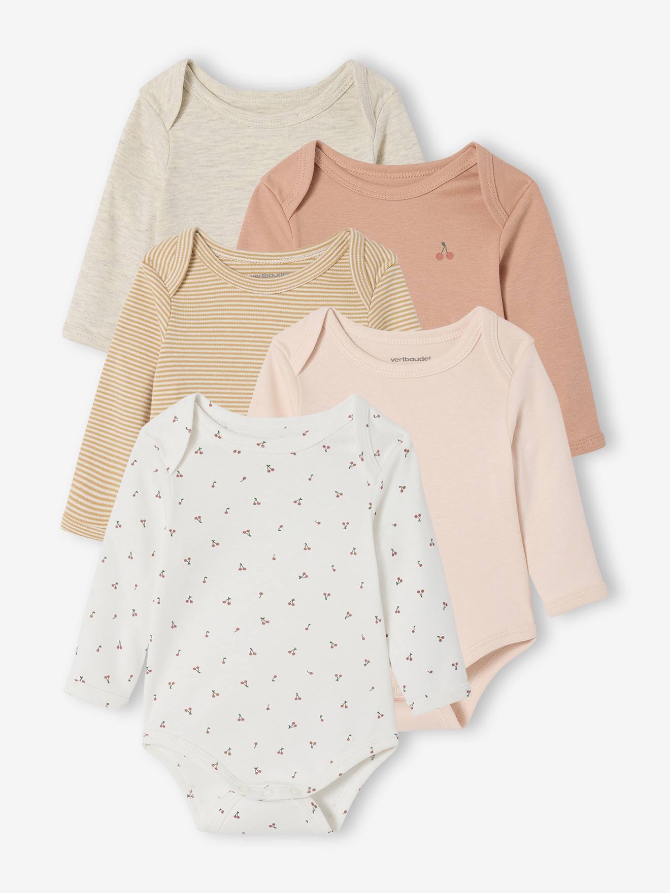 Lot de 5 bodies naissance avec ouverture américaine rose pâle