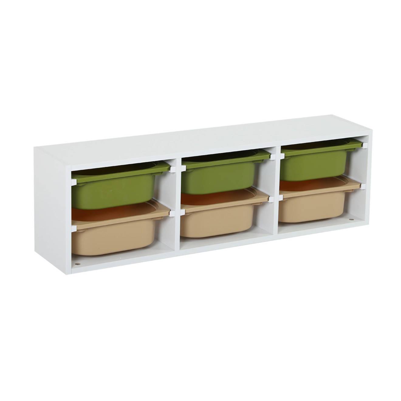 Meuble De Rangement Pour Enfant 6 Bacs De Rangement Colorés Sora Vert Olive