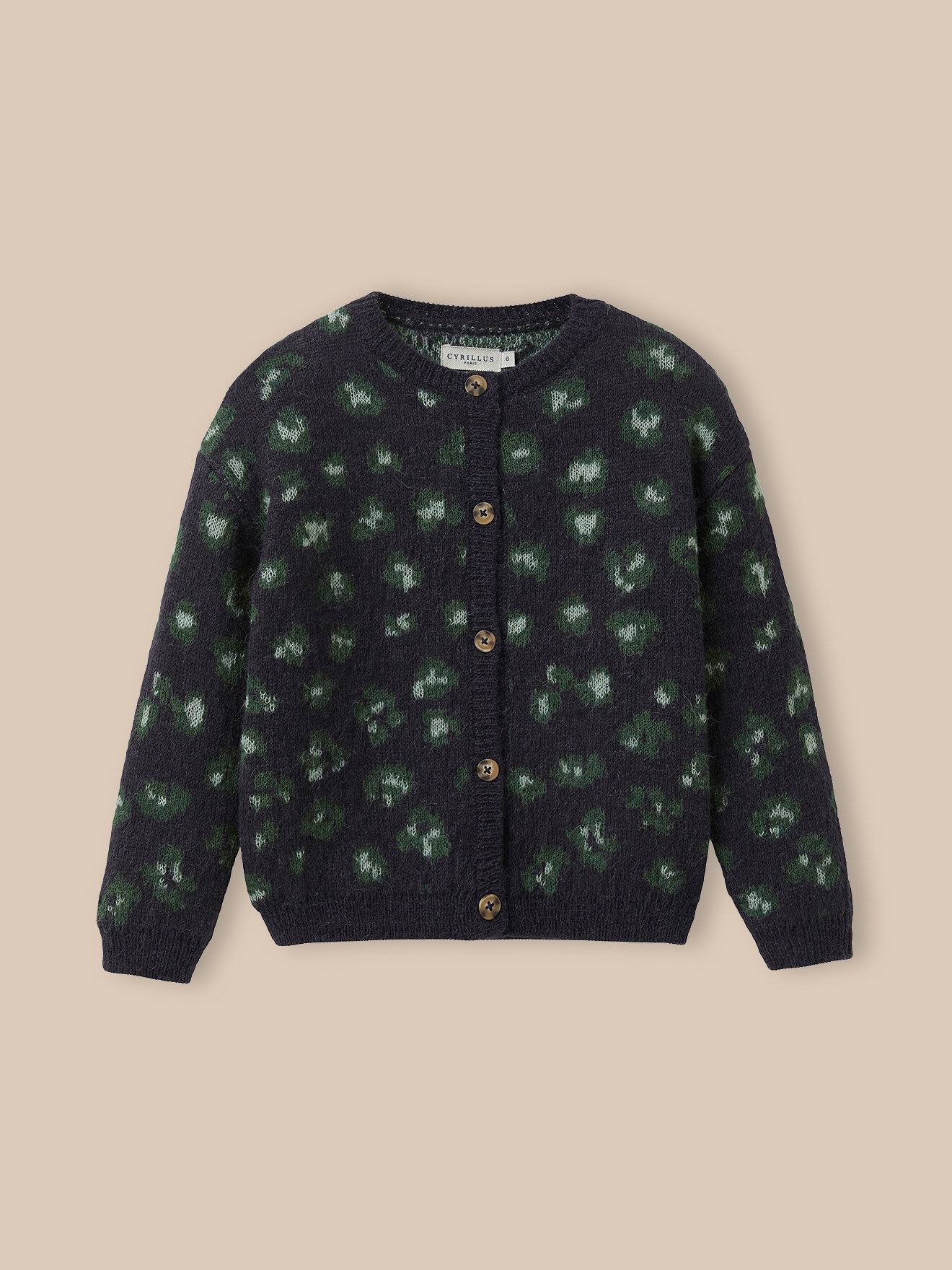 Cardigan Motif Léopard Fille Marine