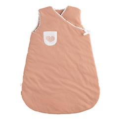 Linge de maison et décoration-Gigoteuse bébé naissance en coton brodée - petit coeur