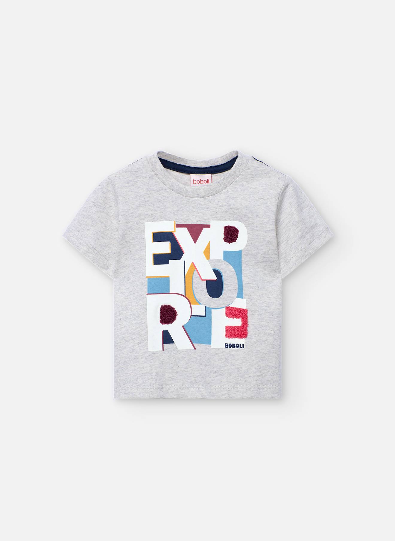T-shirt Garçon En Maille Lettres Gris