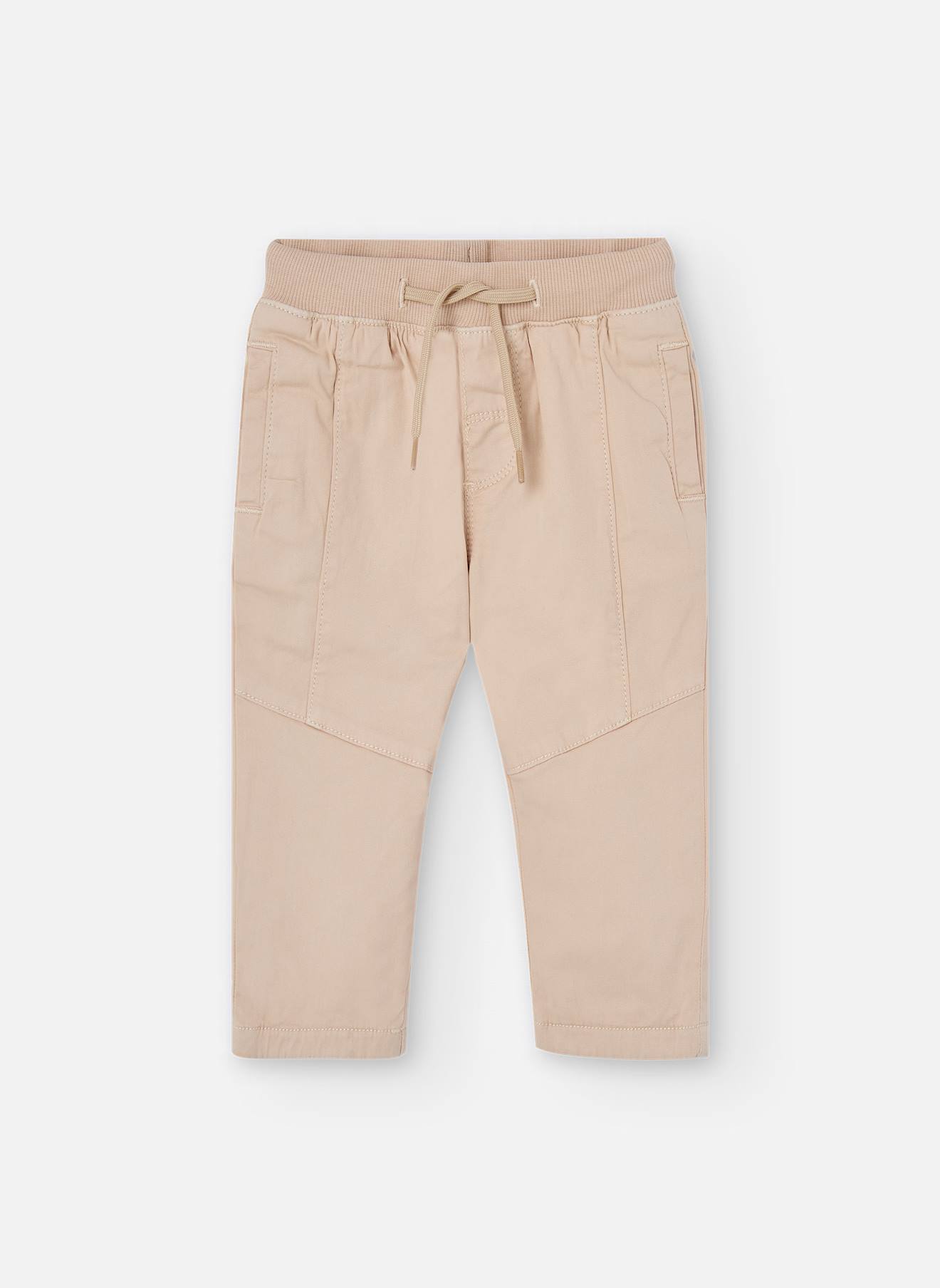 Pantalon Garçon En Coton Élastique Beige