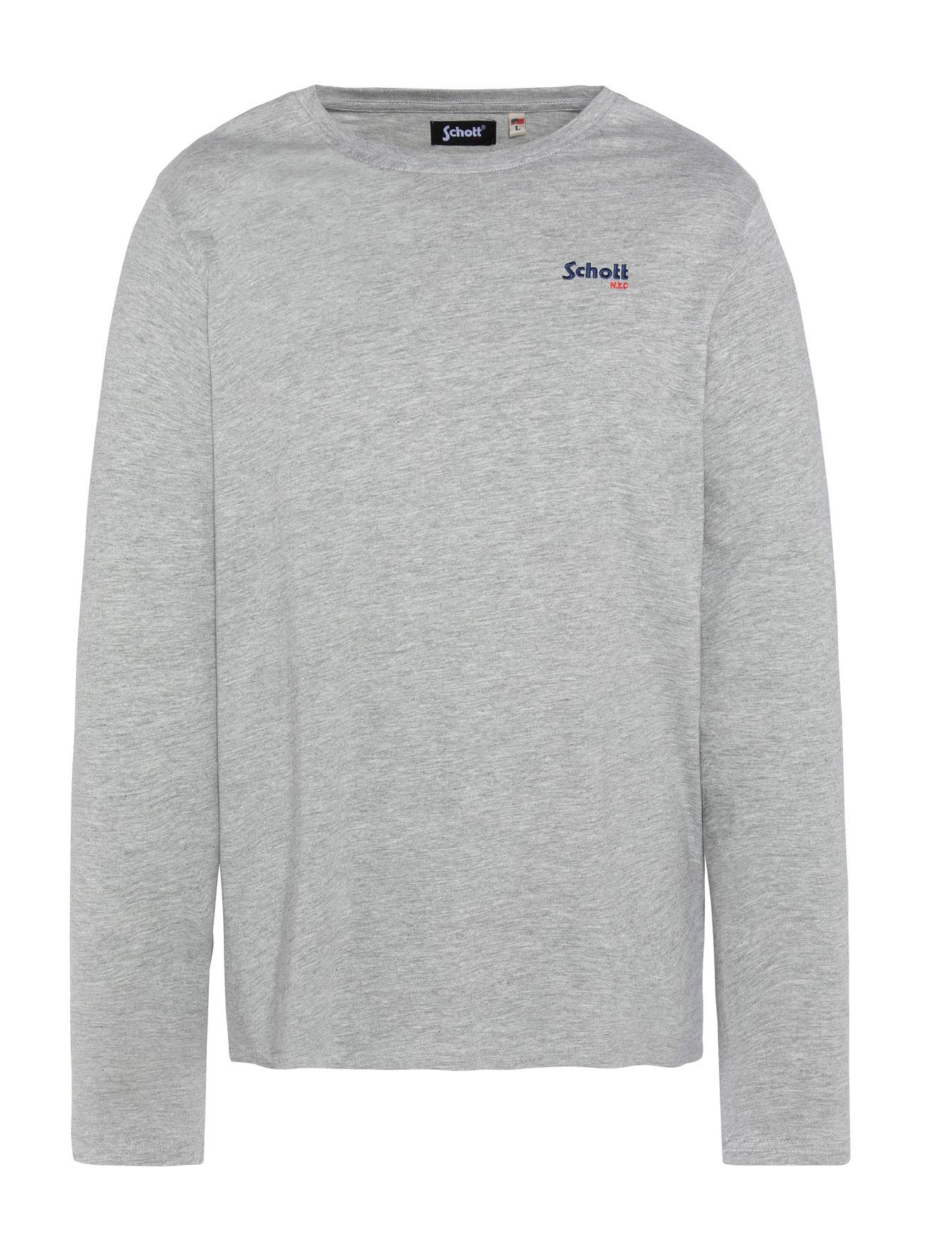 T-shirt Manches Longues Brodé Gris Chiné