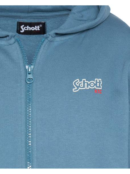 Sweatshirt zippé à capuche Bleu jean+Noir 2 - vertbaudet enfant 