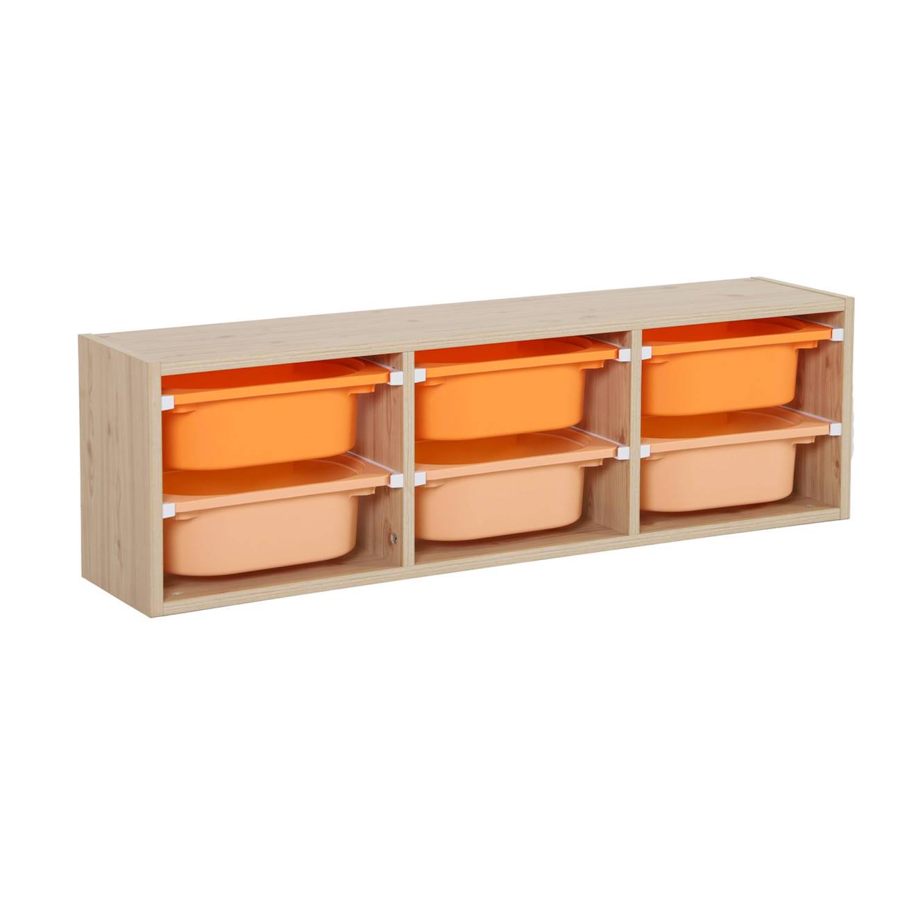 Meuble De Rangement Pour Enfant 6 Bacs De Rangement Colorés Sora Orange