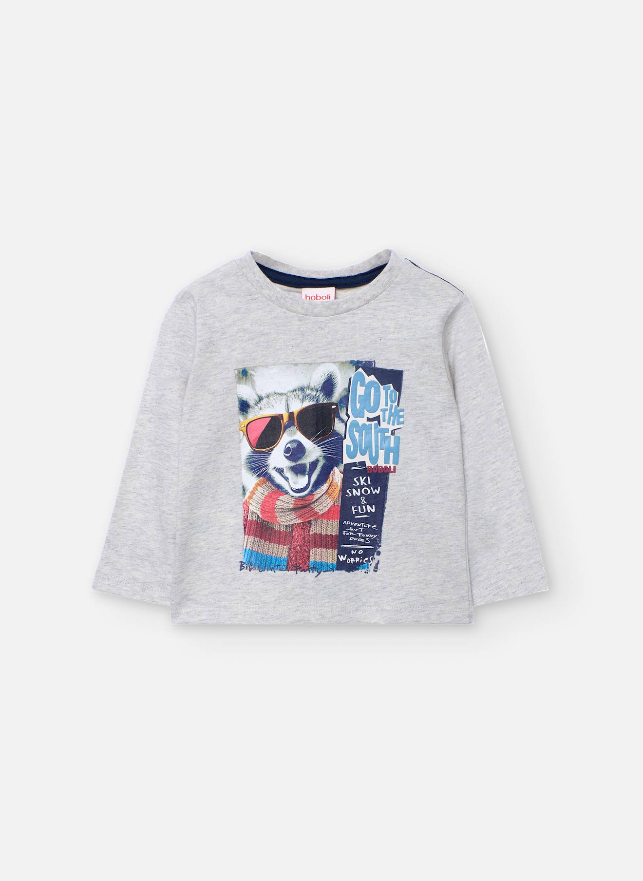 T-shirt Garçon En Tricot Animal Gris