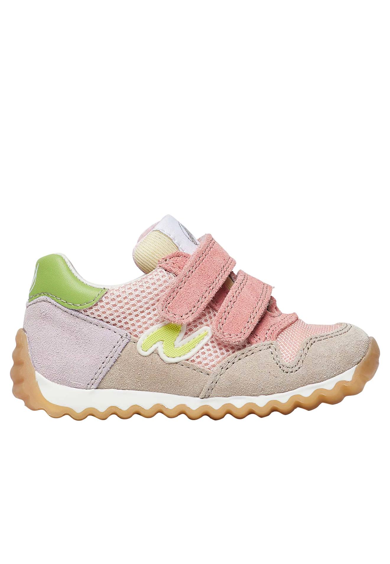 Baskets En Cuir Et Tissu Sammy 2 Vl. Rose-beige