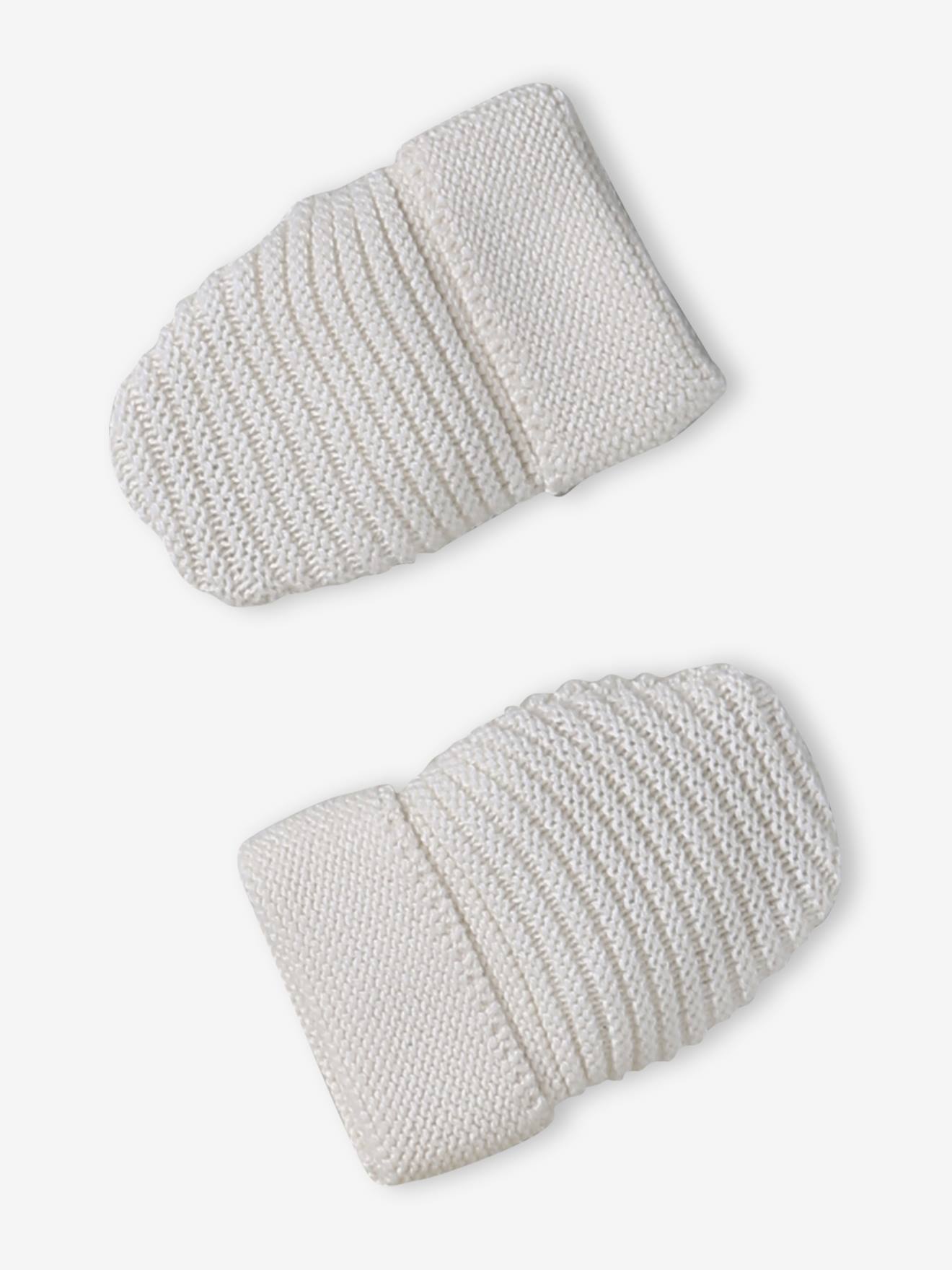 Kit naissance bonnet, moufles et chaussons et son pochon personnalisable écru (Vertbaudet) - Image 2