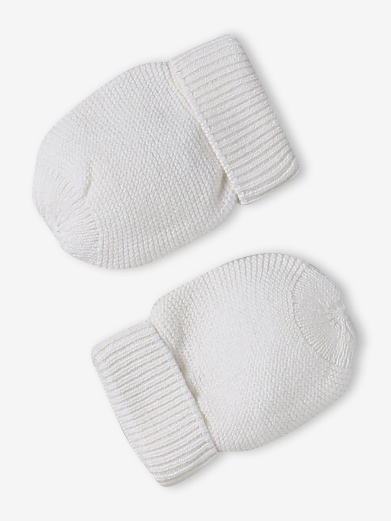 Ensemble naissance bonnet, moufles et chaussons et son pochon personnalisable blanc (Vertbaudet) - Image 2
