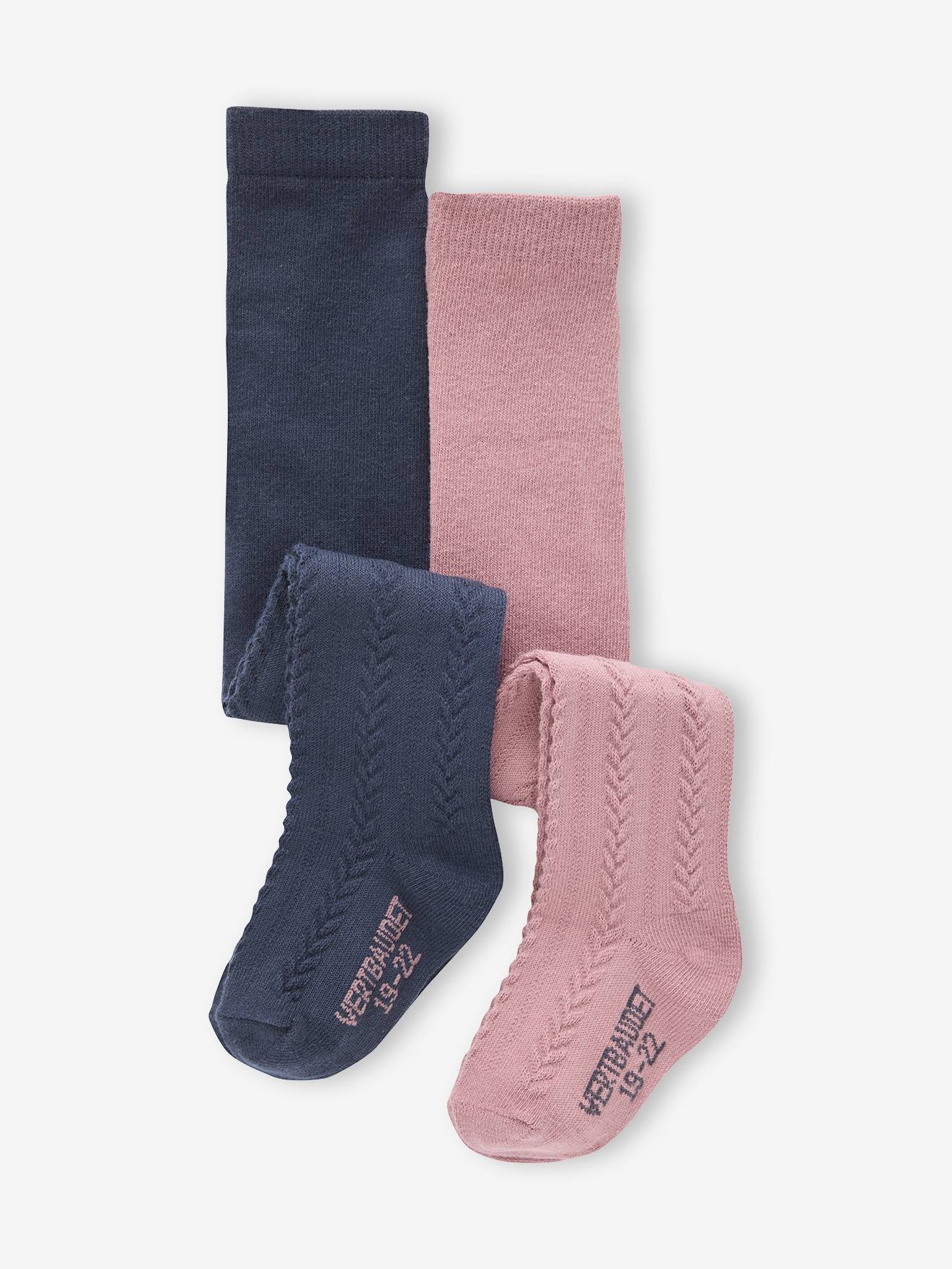 Lot de 2 paires de collants en maille torsade bb fille marine 9 €