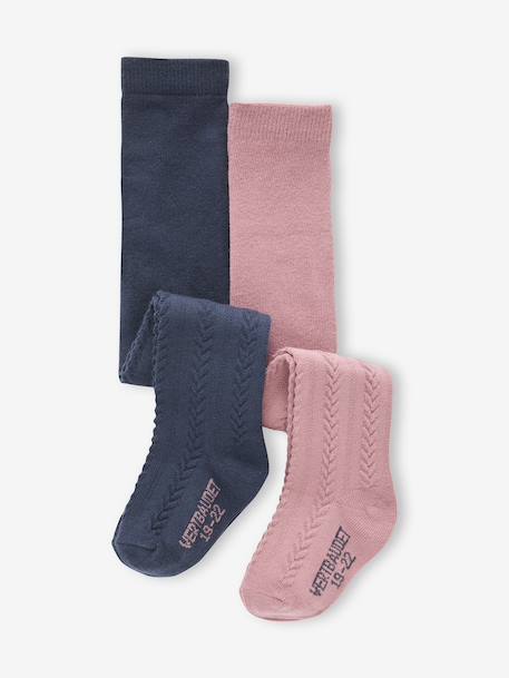 Bébé-Lot de 2 paires de collants en maille torsadée bébé fille