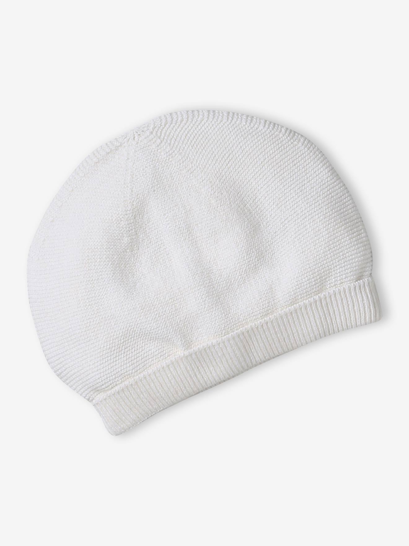 Ensemble naissance bonnet, moufles et chaussons et son pochon personnalisable blanc (Vertbaudet) - Image 1