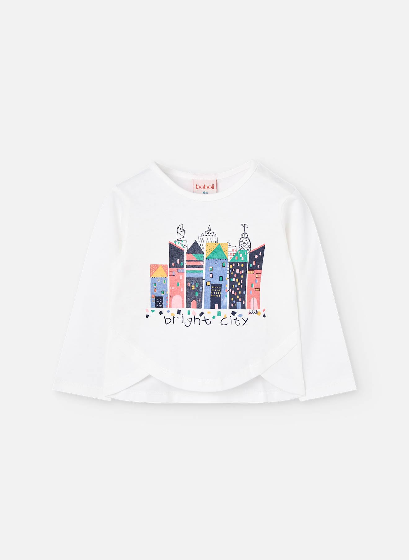 T-shirt Fille En Maille Bâtiments Blanc