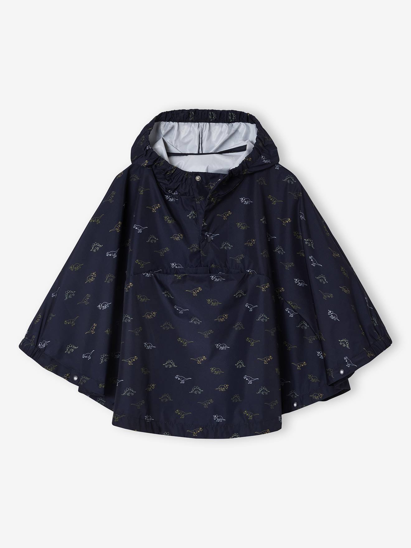 Cape de pluie à capuche garçon imprimé dinosaures indigo