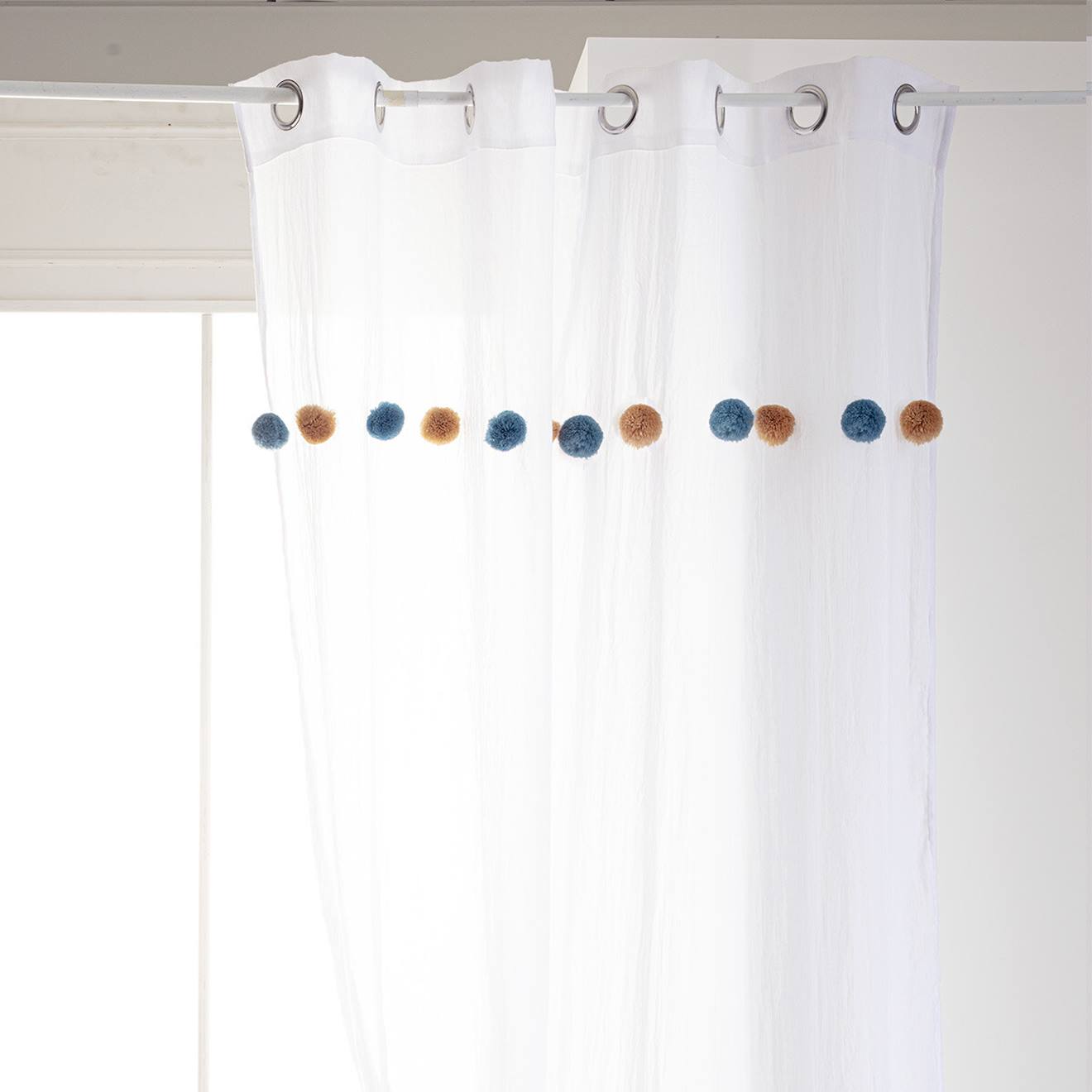 Voilage+Enfant+-+Pompons+Multicolore