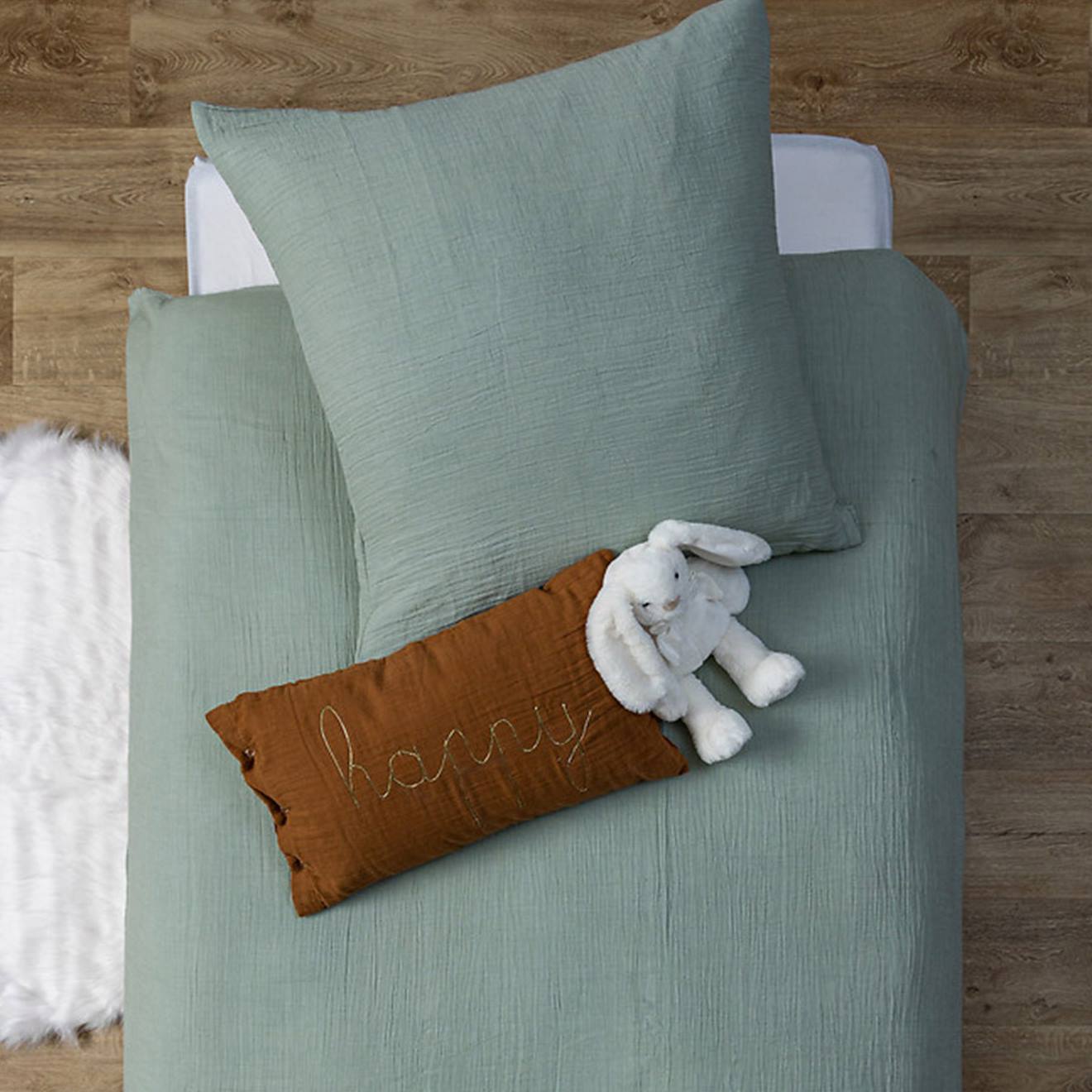 Coussin+Rectangulaire+Gaze+De+Coton+-+Lili+Marron