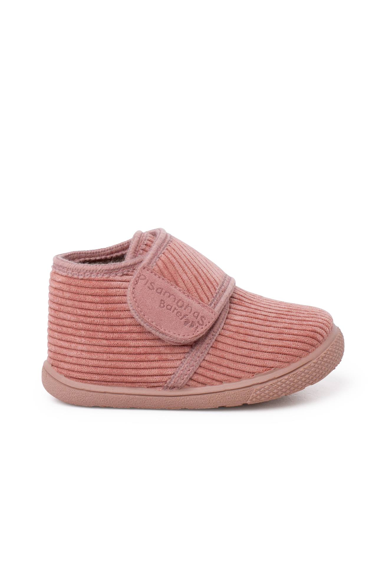 Chaussons Barefoot Velours Côtelé Fermeture À Scratch Rose